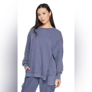 Wild Skye Long Sleeve Waffle Top - Blue